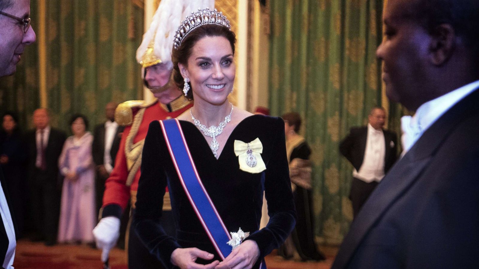 PHOTO: Duchess of Cambridge talks to guests at an evening reception for members of the Diplomatic Corps