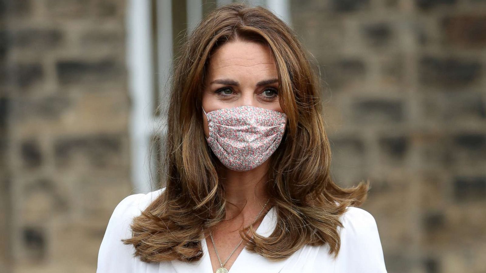 PHOTO: Catherine, Duchess of Cambridge, wearing a face mask, leaves after a visit to Baby Basic UK & Baby Basics Sheffield, Aug. 4, 2020, in Sheffield, England.