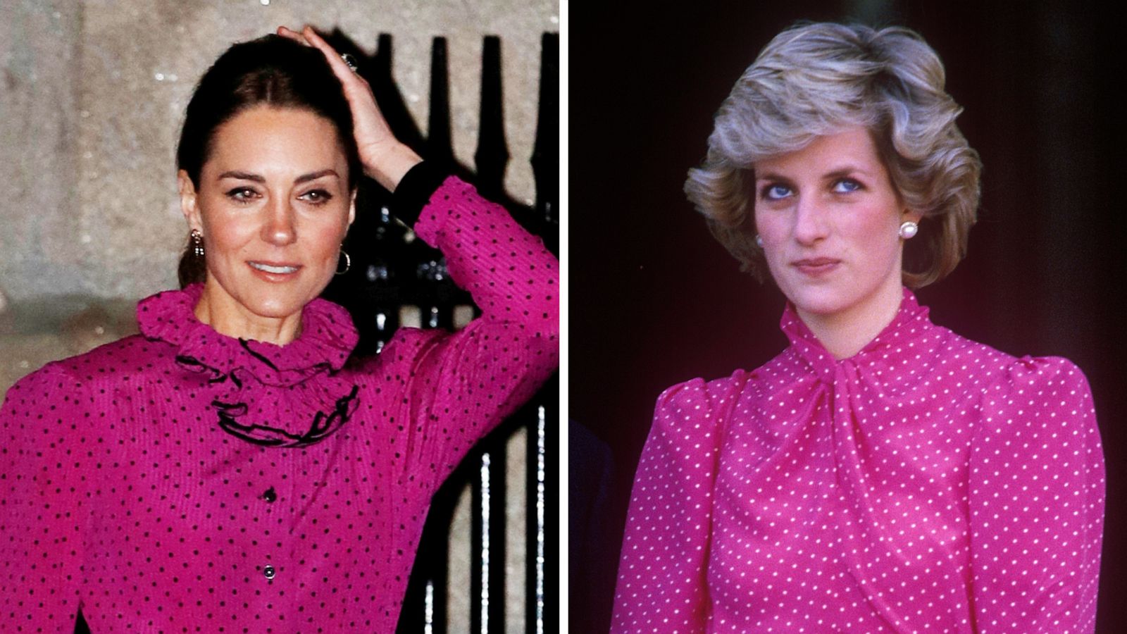 PHOTO: Catherine, Duchess of Cambridge, leaves a reception in Dublin on March 4, 2020, and Diana, Princess of Wales, visits the Vatican on April 28, 1985.