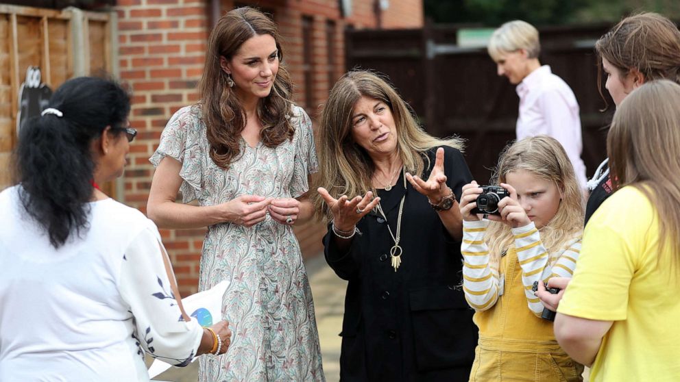 PHOTO: Catherine, Duchess of Cambridge and photographer Jillian Edelstein join a photography workshop for Action for Children, run by the Royal Photographic Society at Warren Park on June 25, 2019, in Kingston, England.