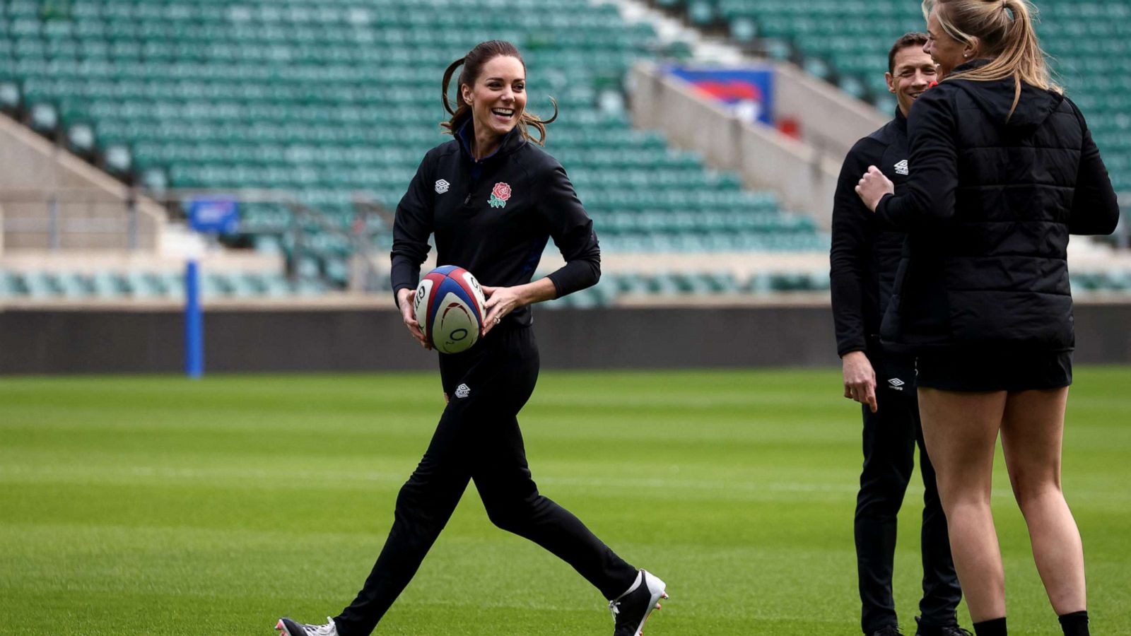 PHOTO: Britain's Catherine, Duchess of Cambridge, attends an England Rugby training session at Twickenham Stadium in London, Feb. 2, 2022.