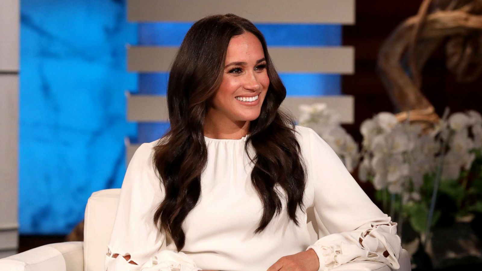 PHOTO: Meghan, Duchess of Sussex, speaks with Ellen DeGeneres during a taping of "The Ellen DeGeneres Show" in Burbank, Calif., airing Nov. 18, 2021.