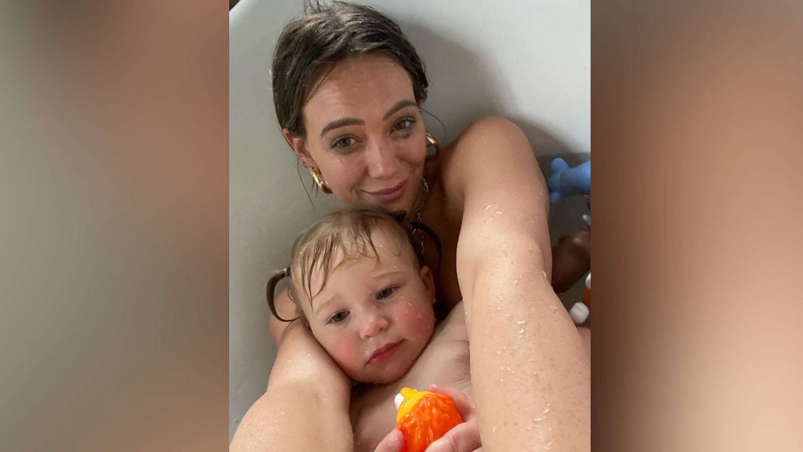 PHOTO: Hilary Duff cheers on stressed parents with relatable bath selfie featuring her one-year-old daughter in a post on Instagram.