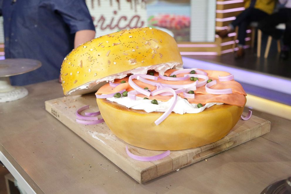PHOTO: Duff Goldman's New York breakfast inspired lox bagel cake.
