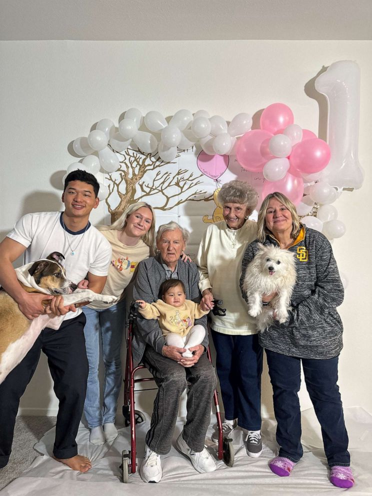 PHOTO: Dukz and her husband Daisuke and family, including her grandparents, gathered to celebrate her daughter Ocean's first birthday.