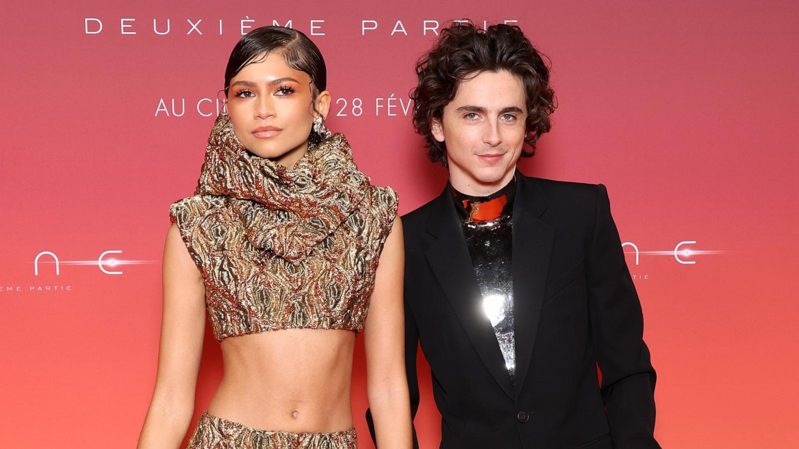 PHOTO: Zendaya and Timothée Chalamet attend the "Dune 2" Premiere at Le Grand Rex, Feb. 12, 2024, in Paris.