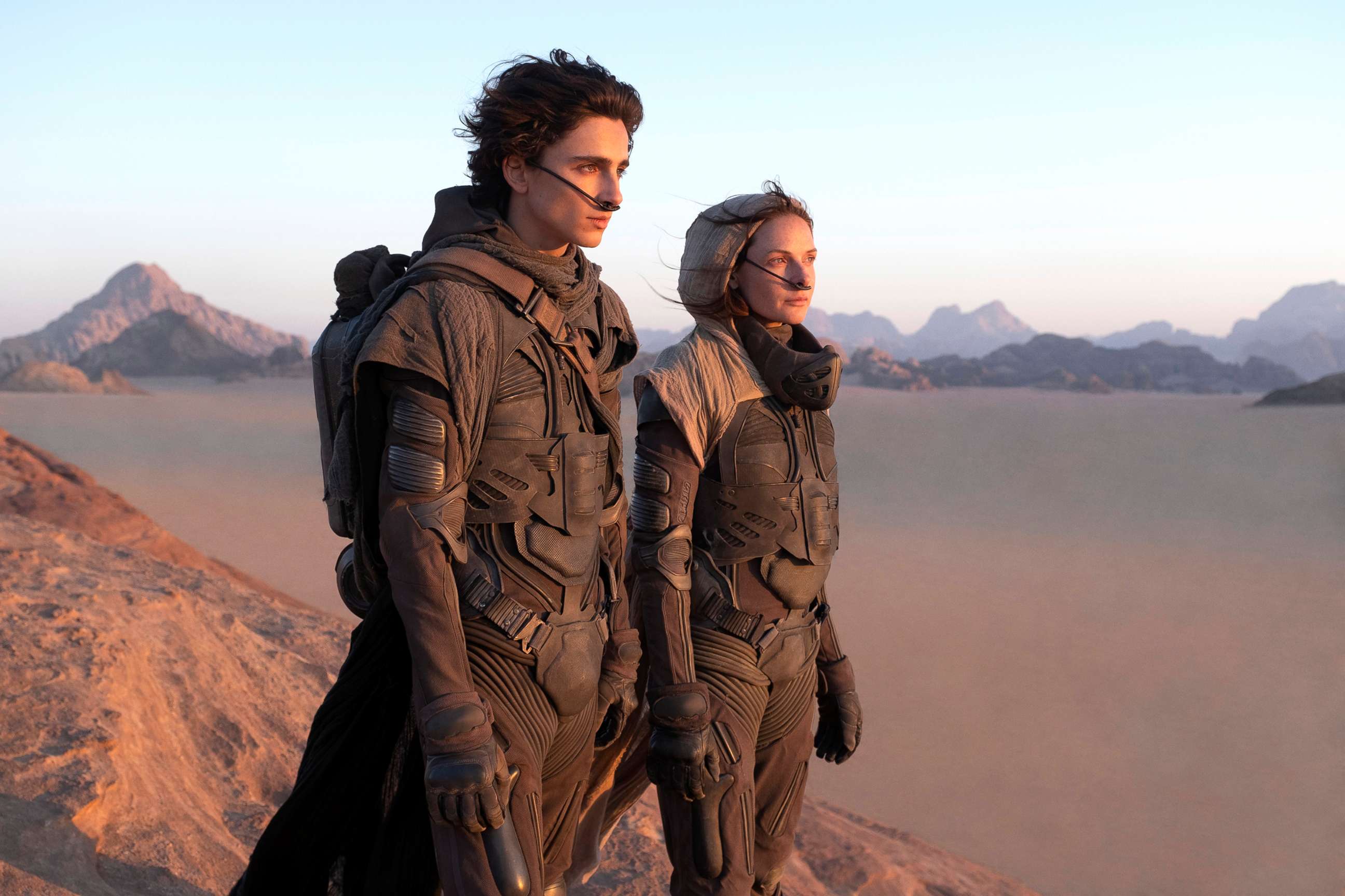 PHOTO: Timothee Chalamet and Rebecca Ferguson perform in a scene from &quot;Dune&quot;.