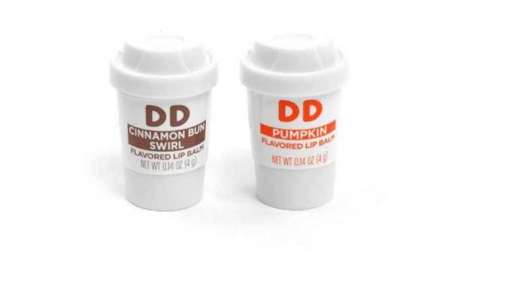 Dunkin' has released a lip balm set in cinnamon swirl and pumkin flavors for $4.99. 