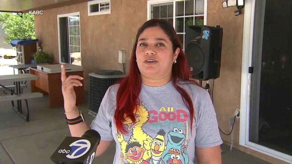 PHOTO: Yvonne Iribe speaks out after a dust devil nearly carried away an inflatable bounce jumper at her home.