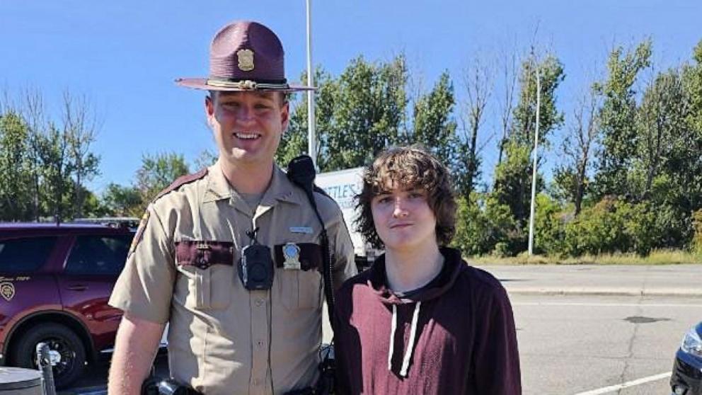 PHOTO: Minnesota State Trooper Zach Gruver reunited with Sam Dutcher, 18, days after Gruver risked his life to save Dutcher’s life.