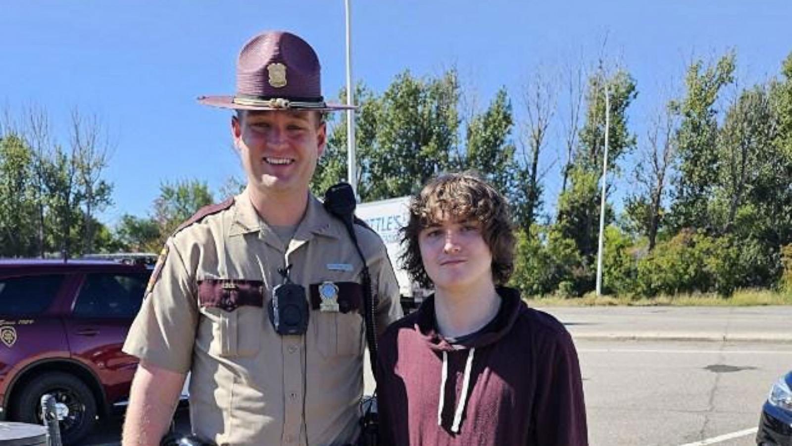 PHOTO: Minnesota State Trooper Zach Gruver reunited with Sam Dutcher, 18, days after Gruver risked his life to save Dutcher’s life.