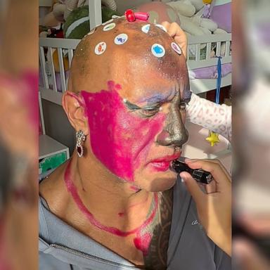 PHOTO: Dwayne Johnson shared a video of himself getting a makeover from daughters on Instagram.