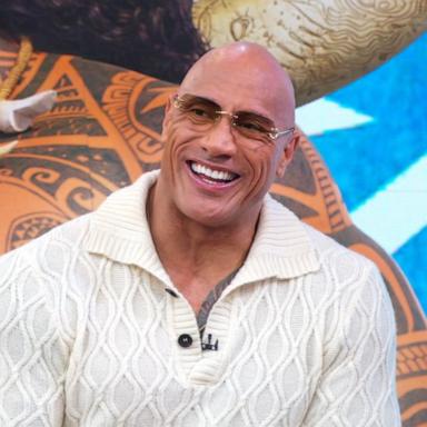 PHOTO: Dwayne Johnson, voice of Maui in Disney's new movie, Moana 2, appears on Good Morning America, Nov. 11, 2204.