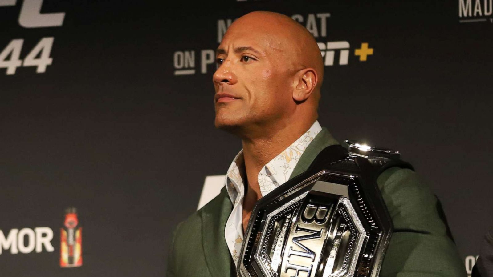 PHOTO: In this Nov. 1, 2019, file photo, Dwayne Johnson is showing during the UFC 244 weighing in at Madison Square Garden in New York.