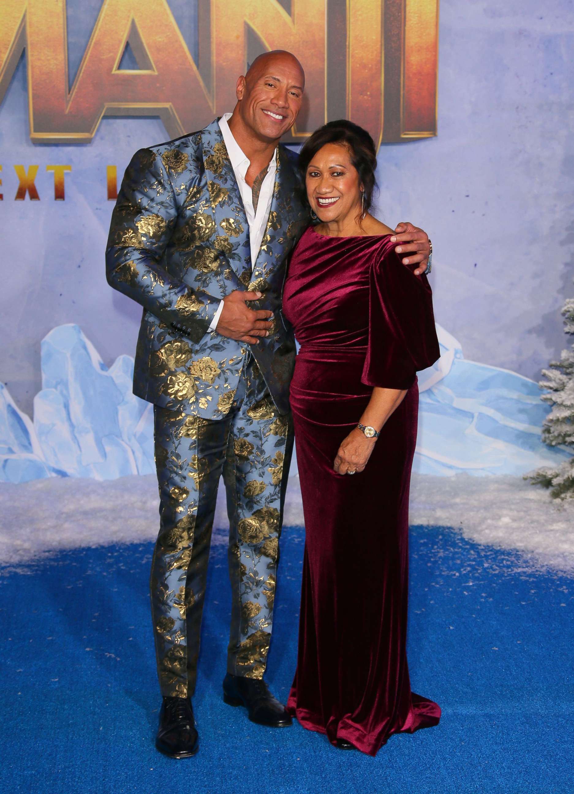 PHOTO: Dwayne Johnson and his mother Ata Johnson attend the premiere of "Jumanji: The Next Level" in Hollywood on Dec. 9, 2019. 
