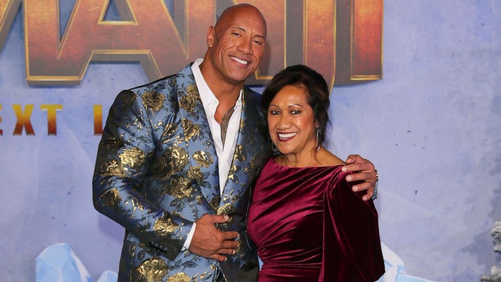 PHOTO: Dwayne Johnson and his mother Ata Johnson attend the premiere of "Jumanji: The Next Level" in Hollywood on Dec. 9, 2019. 