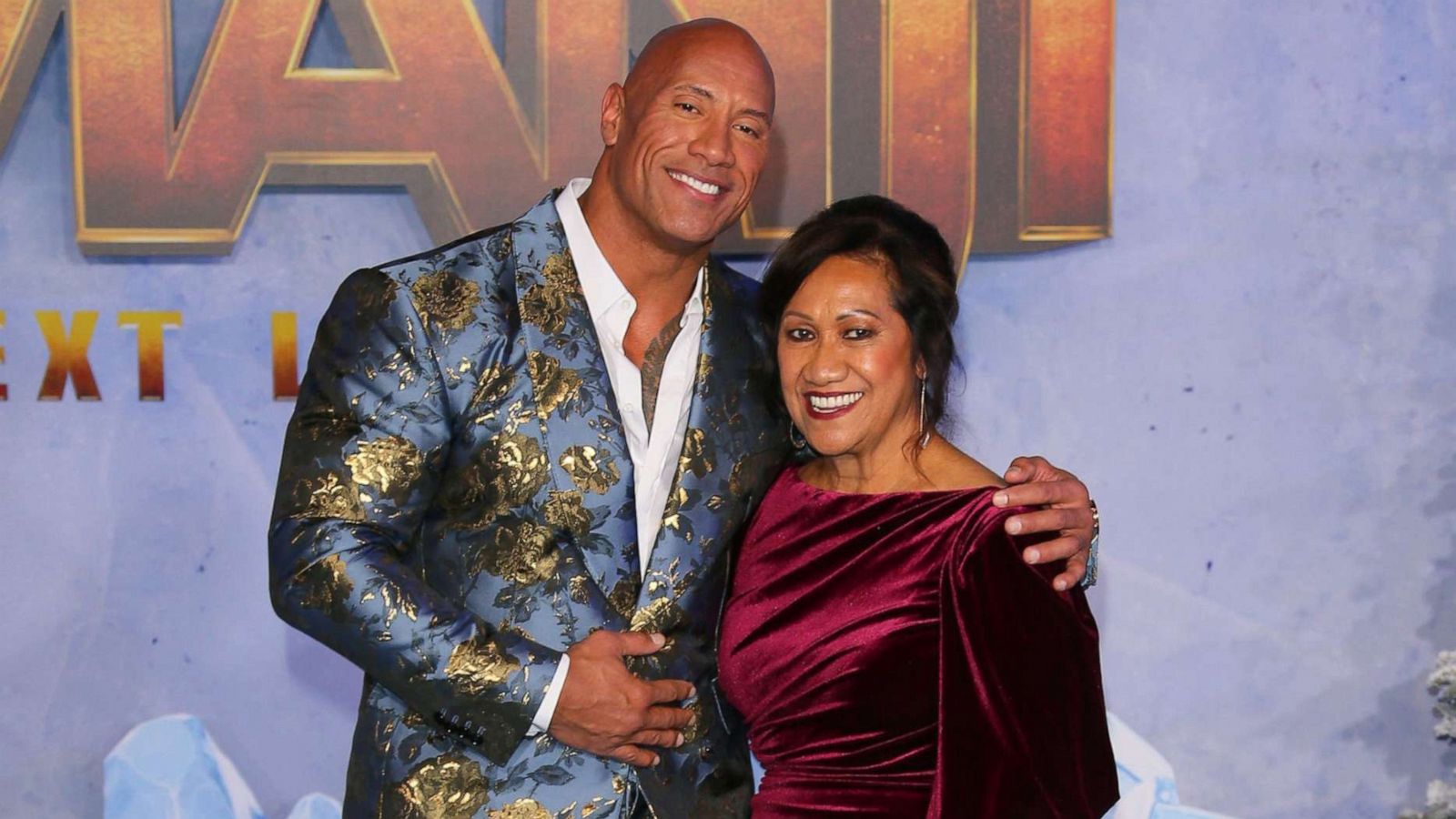 PHOTO: Dwayne Johnson and his mother Ata Johnson attend the premiere of "Jumanji: The Next Level" in Hollywood on Dec. 9, 2019.
