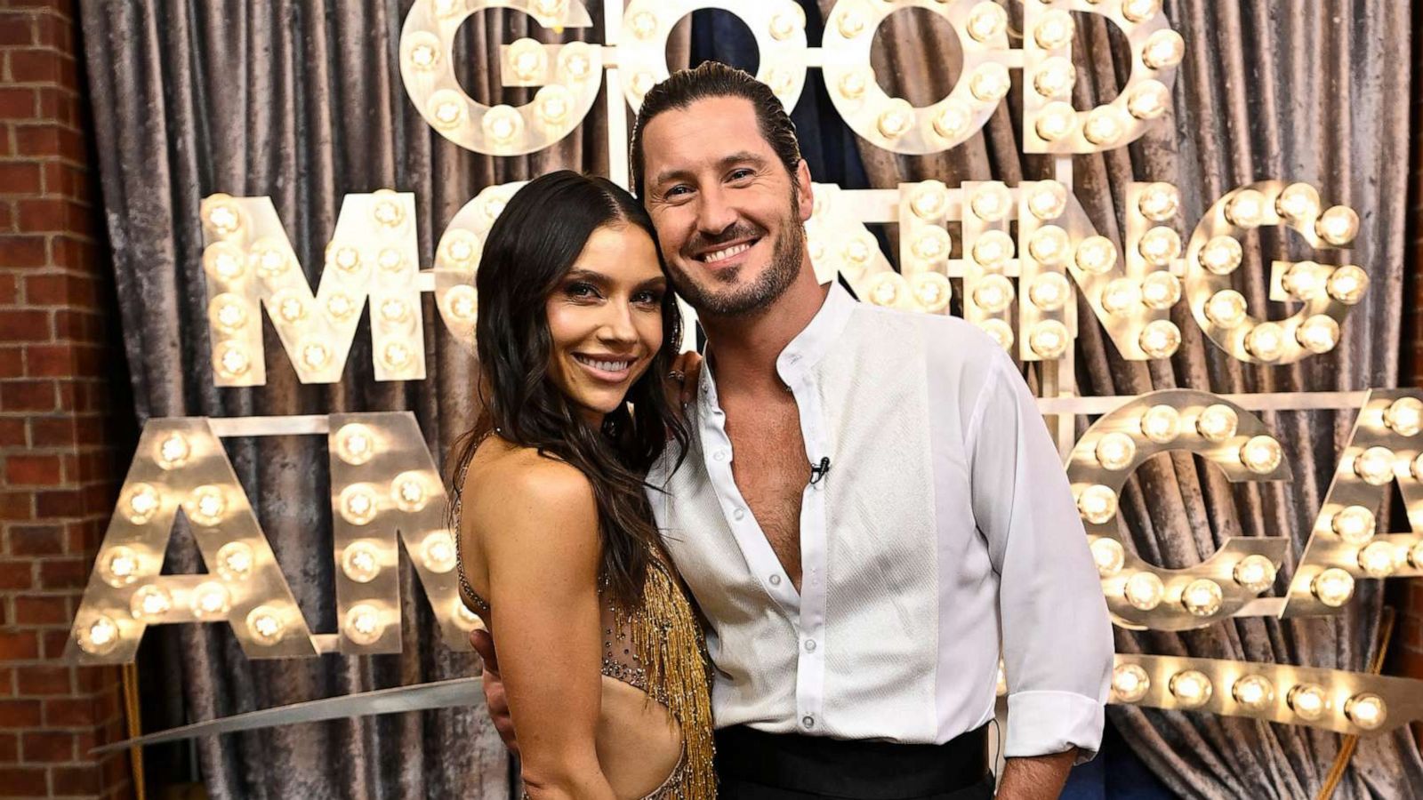 PHOTO: "Dancing with the Stars" pros Val Chmerkovskiy and Jenna Johnson are seen backstage at "Good Morning America."