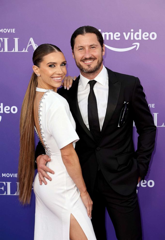 PHOTO: Jenna Johnson and Val Chmerkovskiy attend the Los Angeles Premiere of Amazon Studios' "Cinderella" at The Greek Theatre, Aug. 30, 2021, in Los Angeles.
