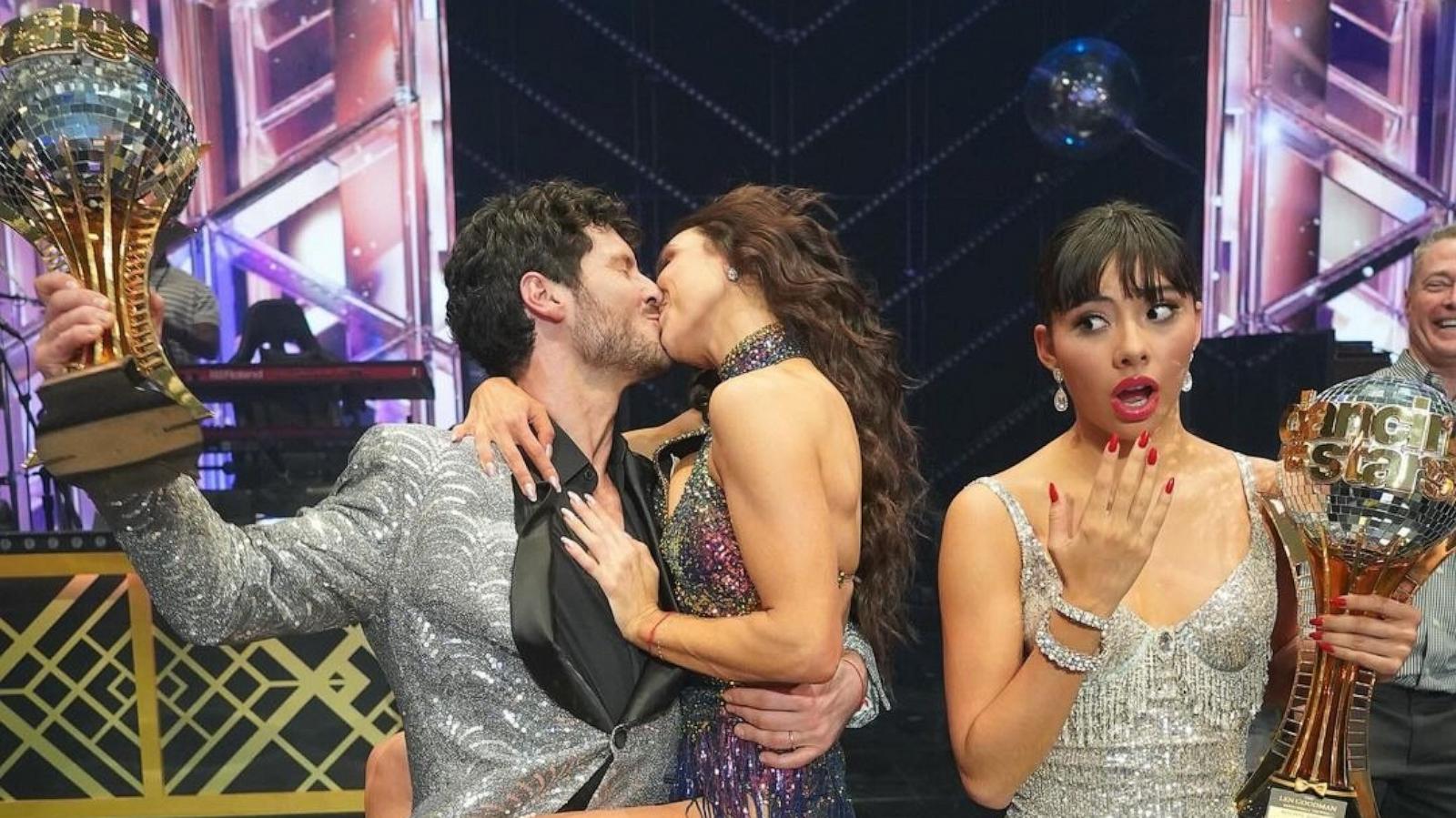 PHOTO: Jenna Johnson kisses her husband Val Chmerkovskiy next to his "Dancing with the Stars" partner Xochitl Gomez in a photo shared to her Instagram account.