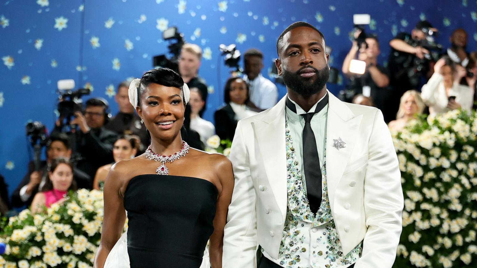 PHOTO: Gabrielle Union and Dwyane Wade attend the 2025 Met Gala Celebrating "Superfine: Tailoring Black Style" at Metropolitan Museum of Art on May 05, 2025 in New York City.