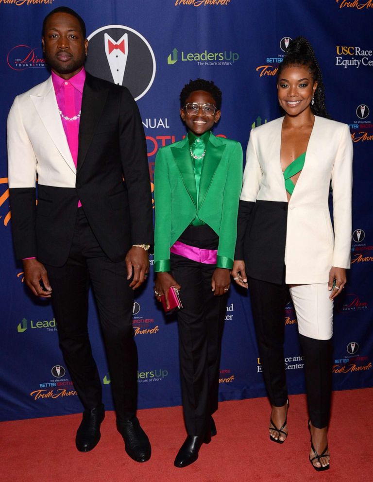 PHOTO: Dwyane Wade, Zaya Wade and Gabrielle Union attend the Better Brothers Los Angeles 6th annual Truth Awards at Taglyan Complex, March 7, 2020, in Los Angeles.