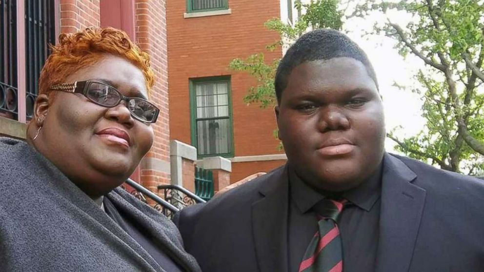 PHOTO: Dylan Chidick is seen in 2017 with his mother, Khadine Phillip, the day he was inducted into the National Honor Society.