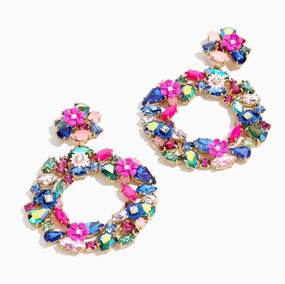 PHOTO: J.Crew Colorful Floral Hoop Earrings, $65