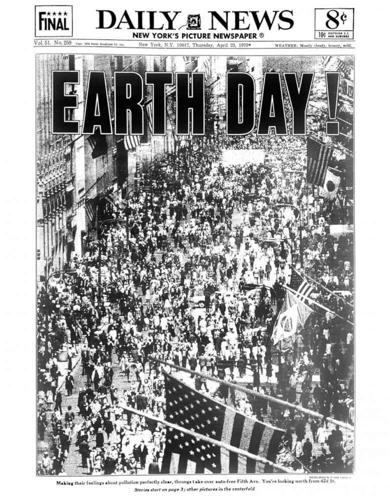 PHOTO: Daily News front page headline on April 23, 1970 reads "EARTH DAY!"