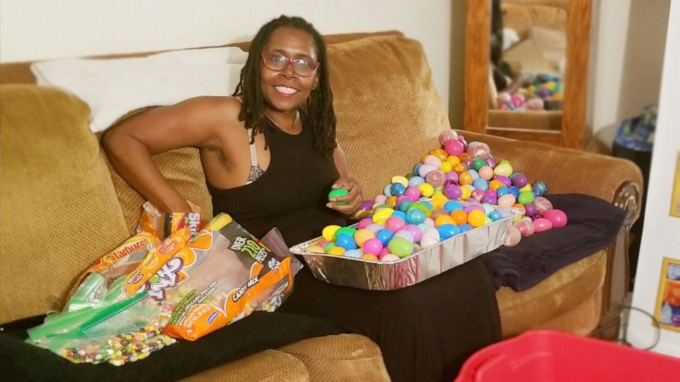 PHOTO: Renee Brown said she worked overnight to help package the Easter baskets in Charlotte, N.C.