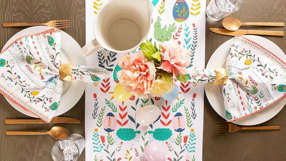Easter Folk Garden Embellished Table Runner.