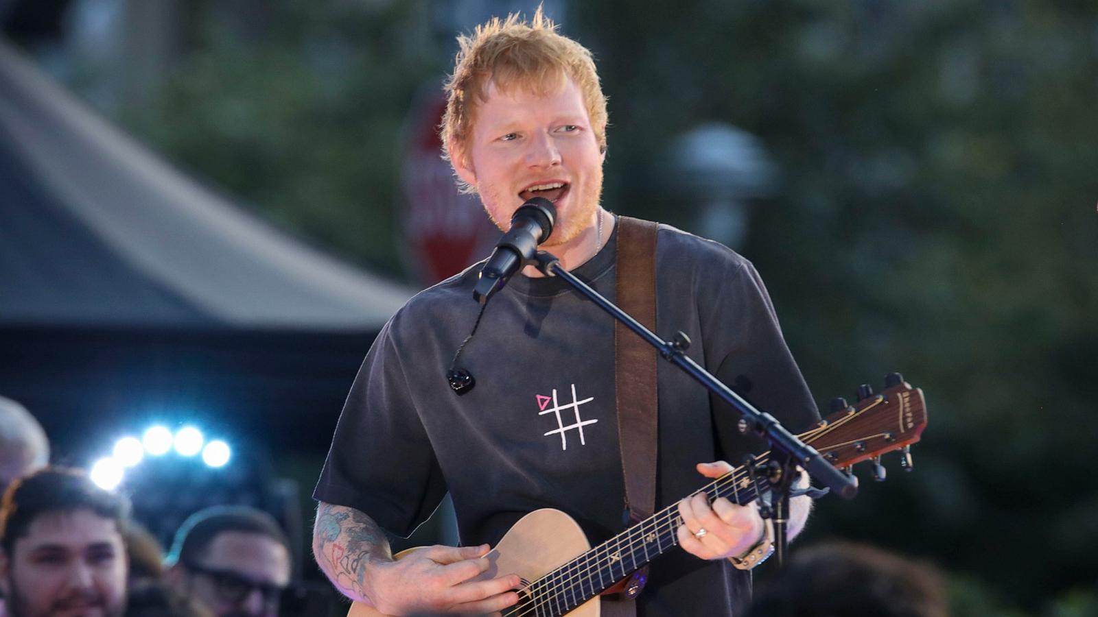 PHOTO: Singer-songwriter Ed Sheeran performs during "Ed Sheeran's Play: Live from New York," Sept. 13, 2025, in New York.