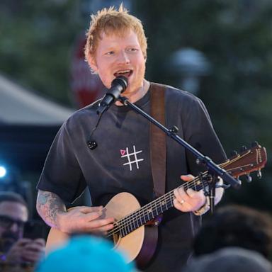 PHOTO: Singer-songwriter Ed Sheeran performs during "Ed Sheeran's Play: Live from New York," Sept. 13, 2025, in New York. 