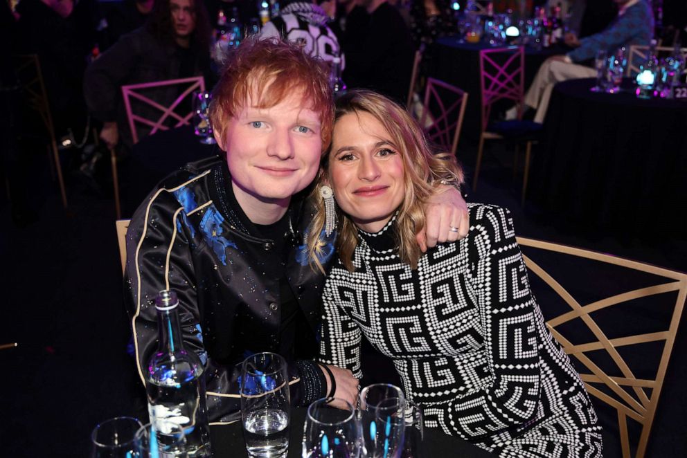 PHOTO: Ed Sheeran and Cherry Seaborn during The BRIT Awards 2022 at The O2 Arena, Feb. 8, 2022 in London.