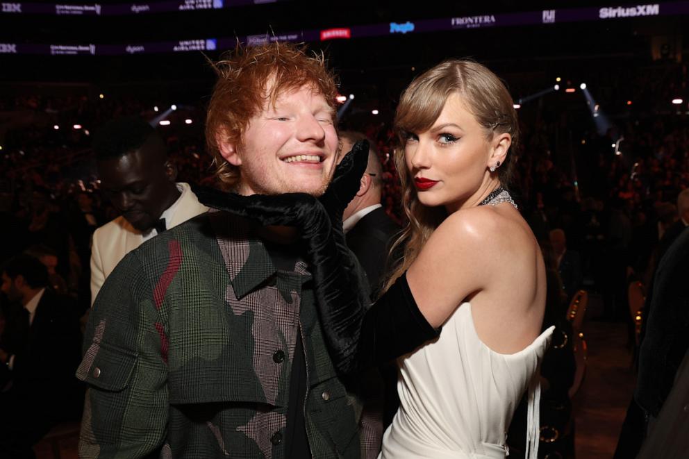 PHOTO: Ed Sheeran and Taylor Swift attend the 66th GRAMMY Awards, Feb. 4, 2024, in Los Angeles.