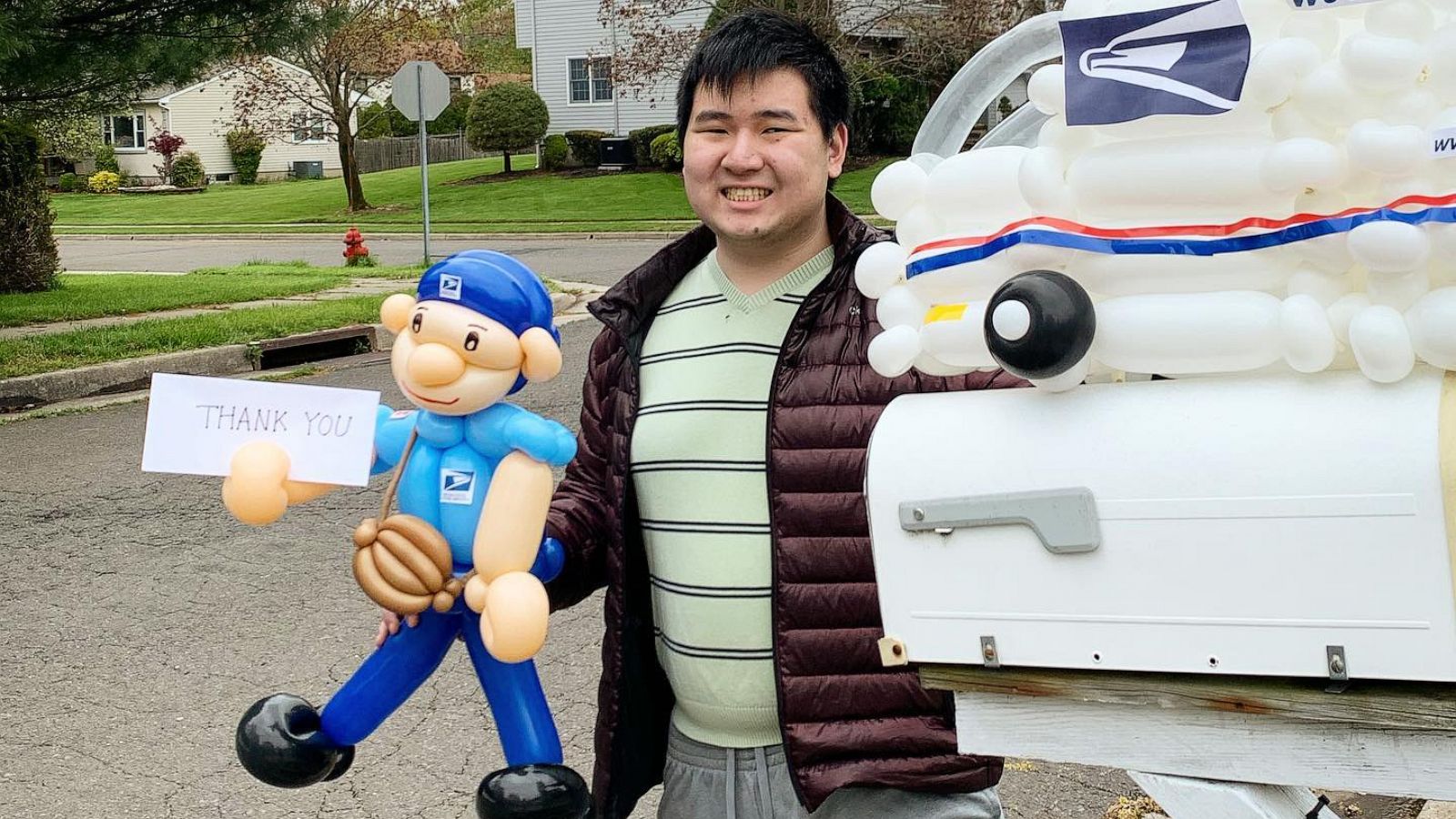 PHOTO: Eddie Lin, a 22-year-old New Jersey man with autism, creates amazing balloon art to thank essential workers in his community.