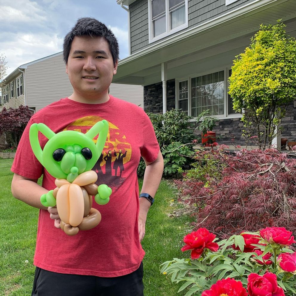 PHOTO: Eddie Lin, a 22-year-old New Jersey man with autism, creates amazing balloon art to thank essential workers in his community.