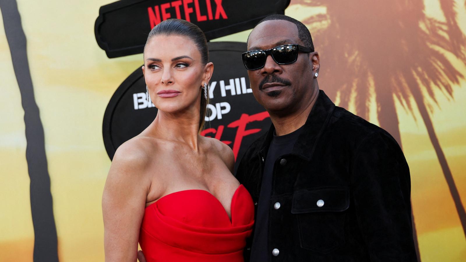 PHOTO: Eddie Murphy and Paige Butcher attend the world premiere of "Beverly Hills Cop: Axel F" at the Wallis Annenberg Center for the Performing Arts, June 20, 2024, in Beverly Hills, Calif.