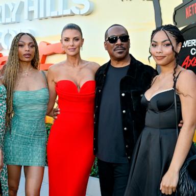 PHOTO: (L-R) Bria Murphy, Shayne Audra Murphy, Paige Butcher, Eddie Murphy and Bella Murphy attend the "Beverly Hills Cop: Axel F" World Premiere at Wallis Annenberg Center for the Performing Arts, June 20, 2024, in Beverly Hills, Calif.