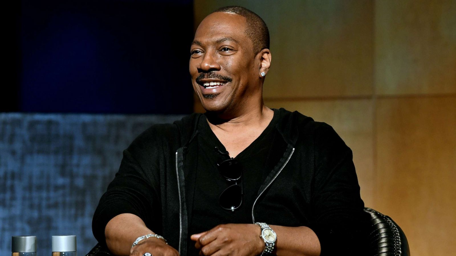 PHOTO: Eddie Murphy speaks onstage during the LA Tastemaker event for Comedians in Cars at The Paley Center for Media, July 17, 2019, in Beverly Hills City.