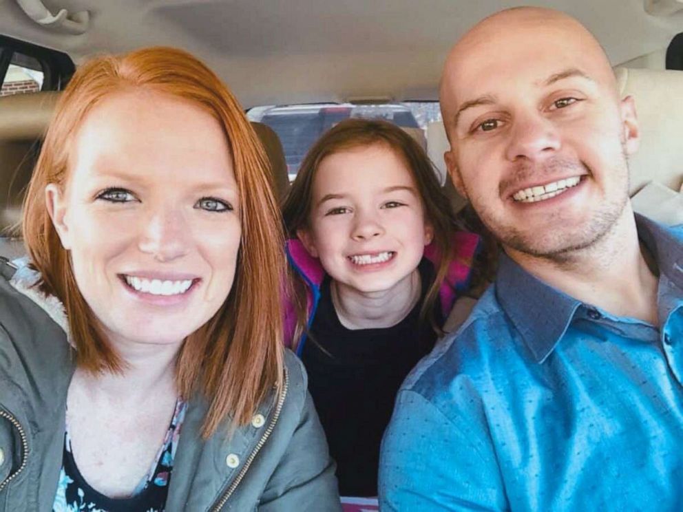 PHOTO: Amanda, Eden and Brad Marshall take a family selfie picture.