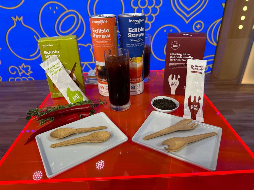 PHOTO: Edible straws and utensils from Incredible Eats.