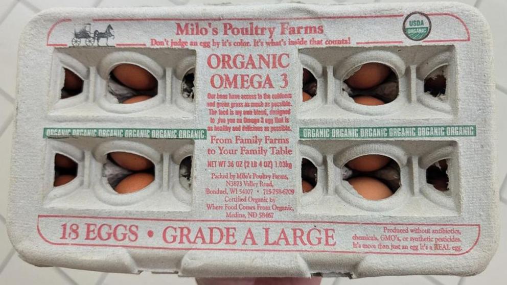 PHOTO: Milo’s Poultry Farms, LLC. recalled all of its chicken eggs sold in three states due to possible salmonella contamination.