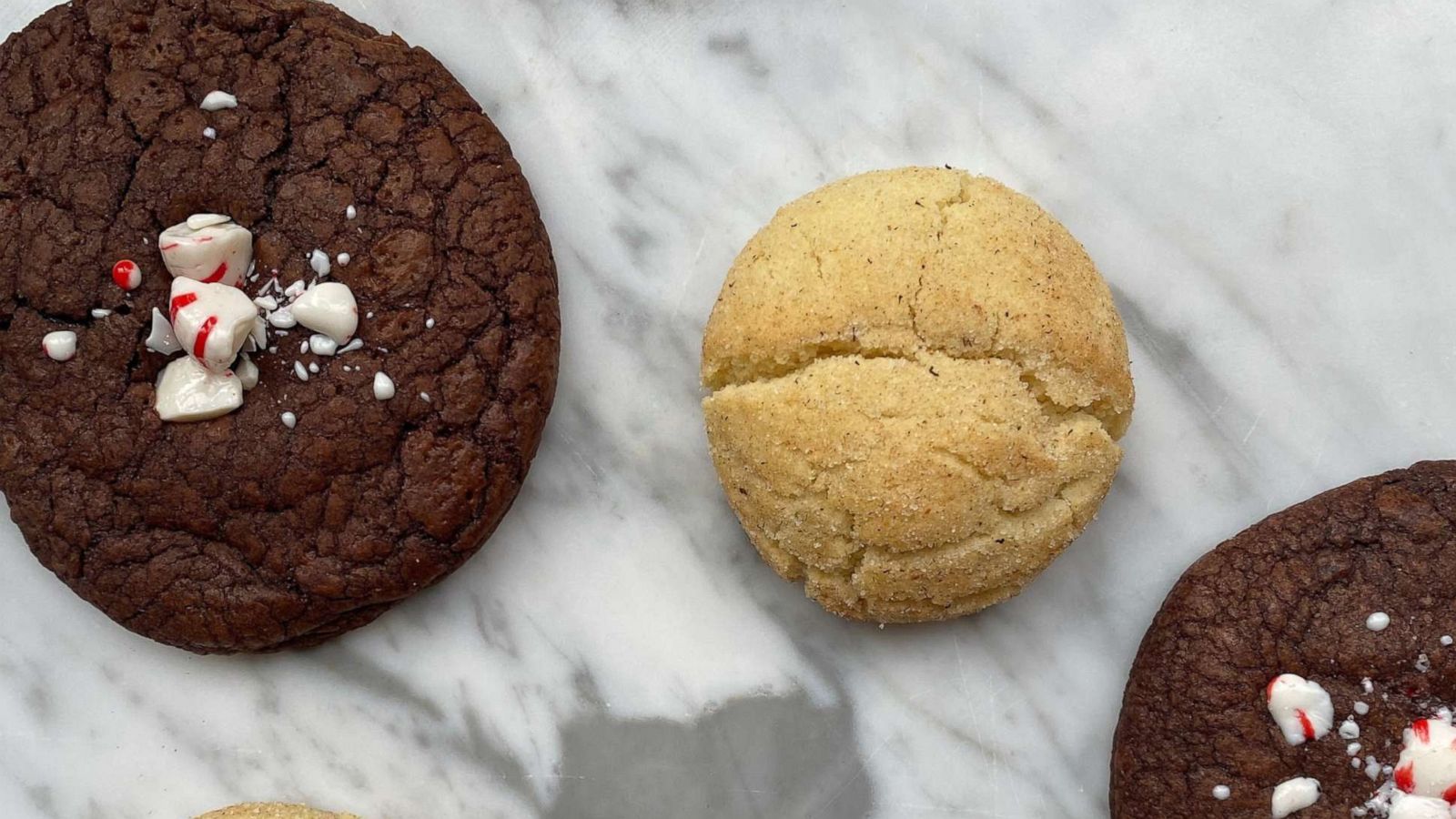 PHOTO: Eggnog snickerdoodles and chewy peppermint brownie cookies.