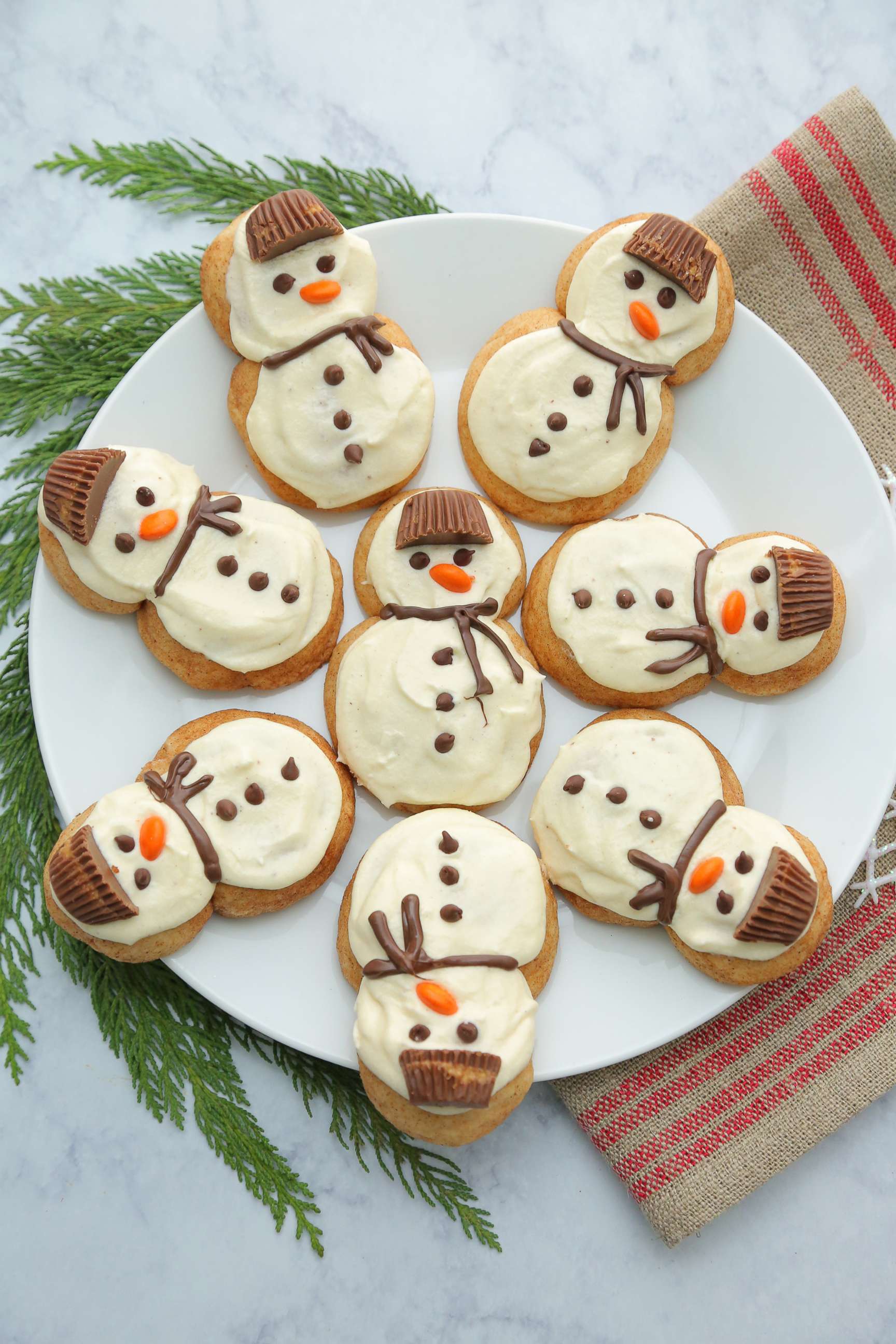 PHOTO: Eggnog frosted chai snickerdoodle snowmen cookies from Half Baked Harvest.