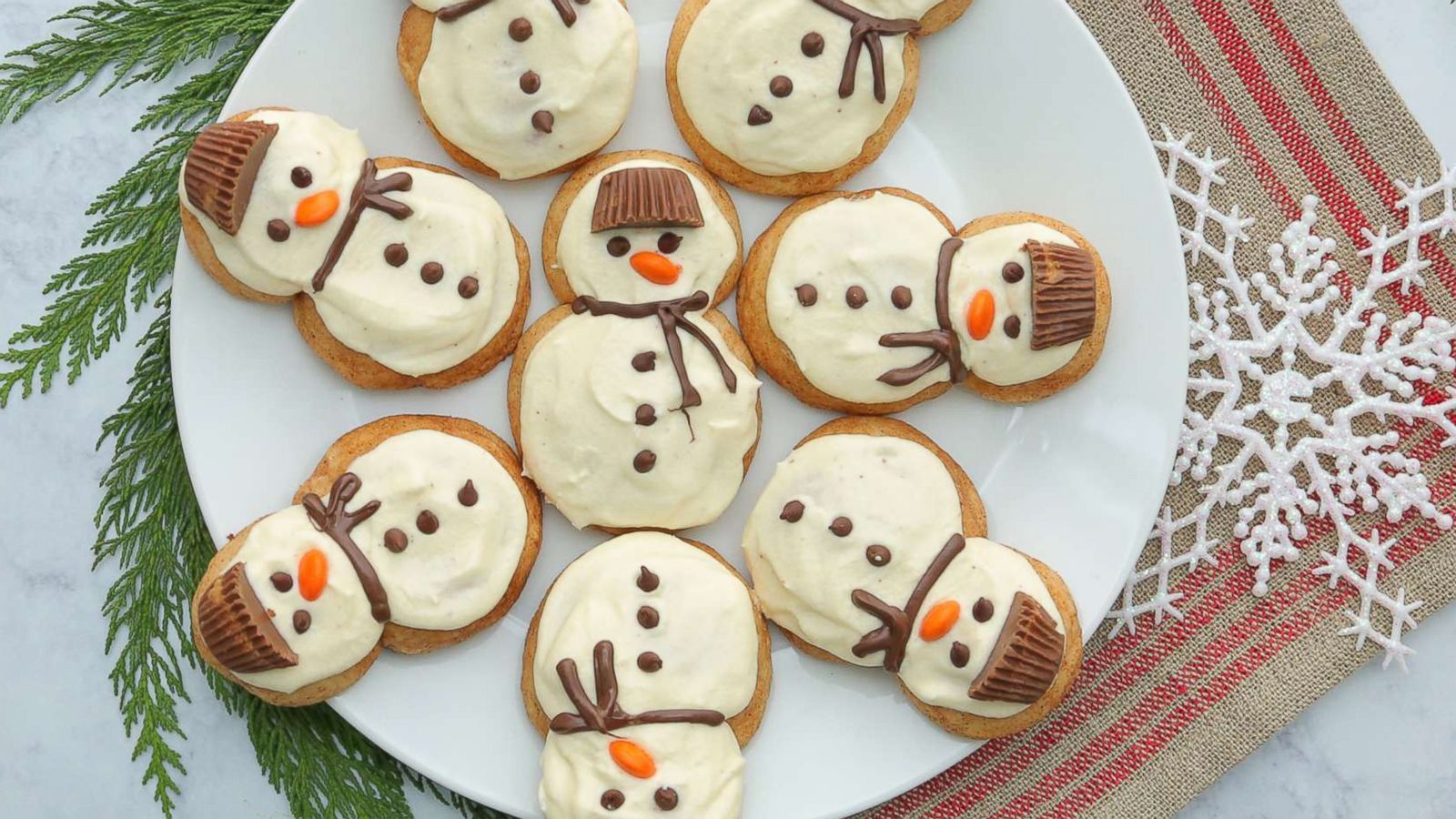 PHOTO: Eggnog frosted chai snickerdoodle snowmen cookies from Half Baked Harvest.