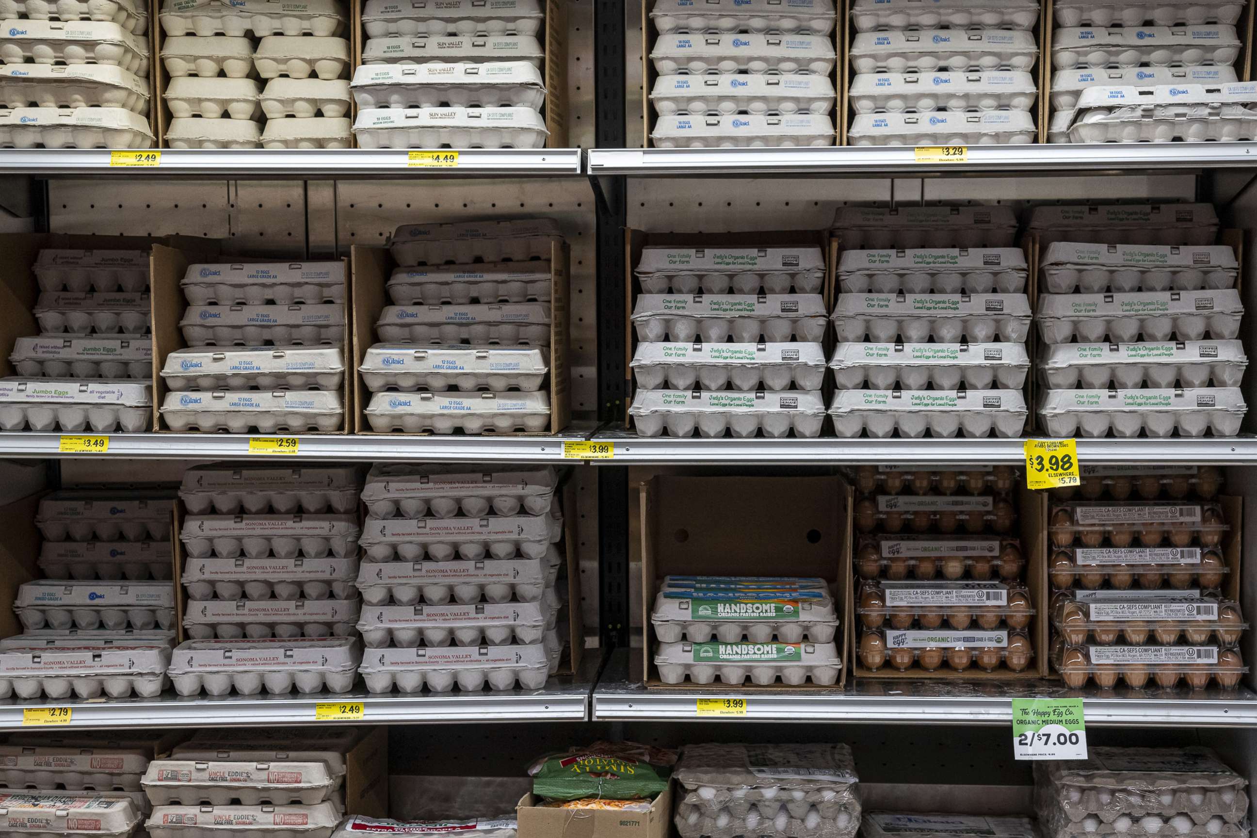 PHOTO: Cartons of eggs for sale at a grocery store in San Francisco, Calif., on Nov. 11, 2021.