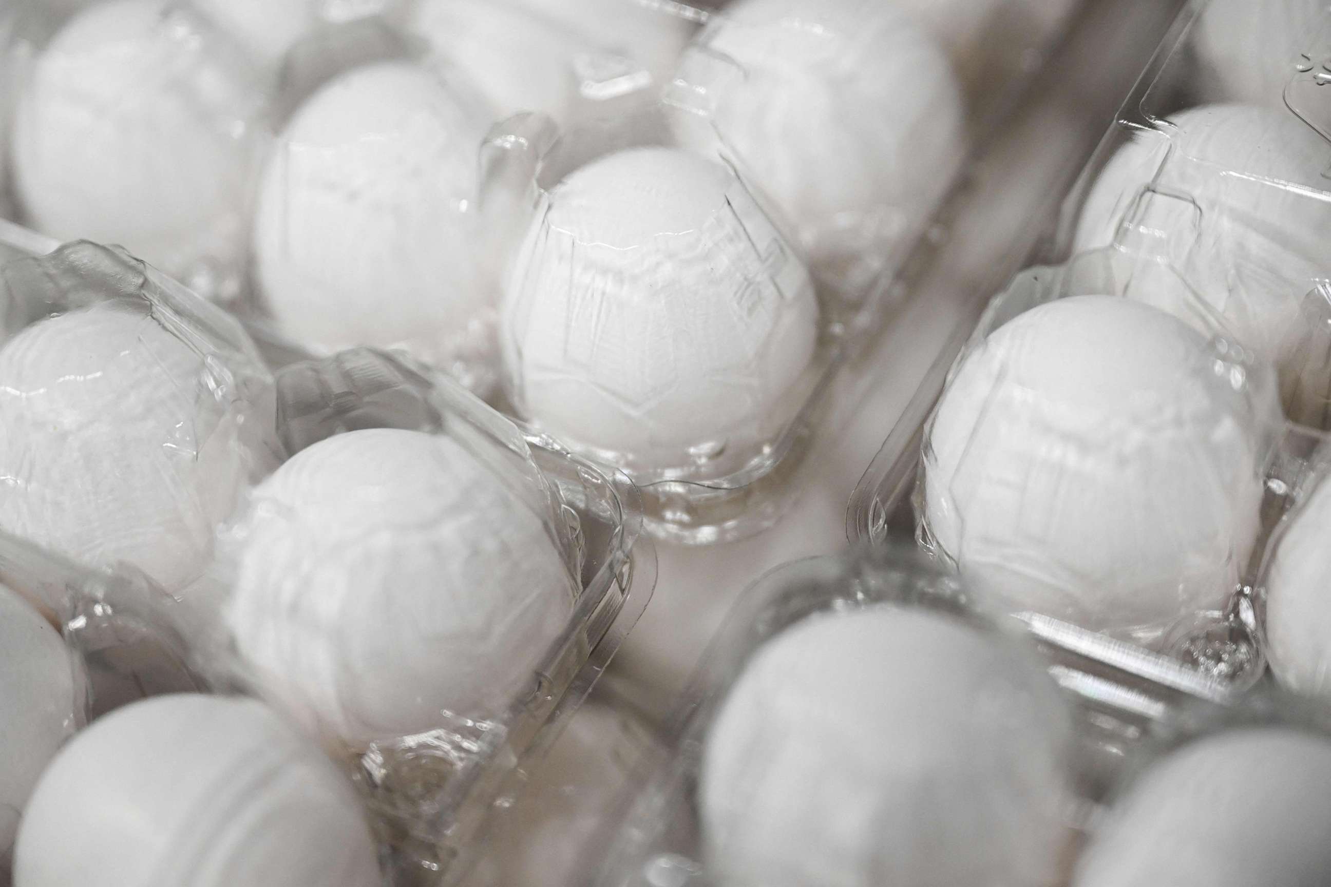 PHOTO: Eggs are displayed for sale inside a Costco store in Hawthorne, Calif., on Jan. 26, 2023.