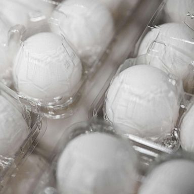 PHOTO: Eggs are displayed for sale inside a Costco store in Hawthorne, Calif., on Jan. 26, 2023.