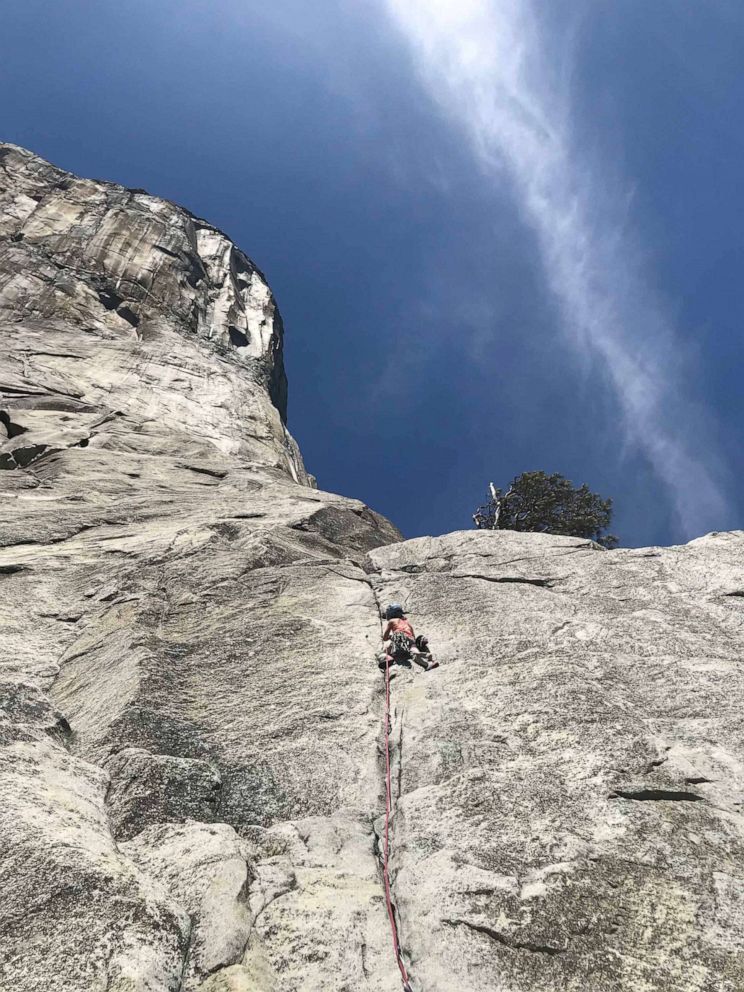 PHOTO: Selah Schneiter, 10, successfully climbs "The Nose" of El Capitan at Yosemite National Park with her dad Mike Schneiter and family friend Mark Regier.